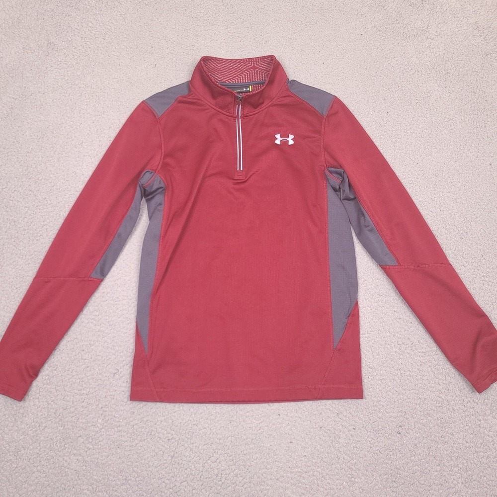 Under Armour 1/4 Zip Pullover Mens Small Red Fitted Long Sleeve Shirt Jacket